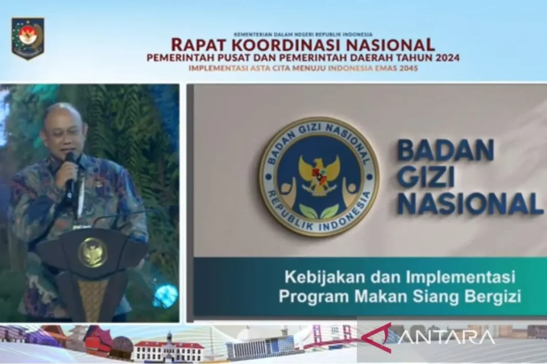 Kepala Badan Gizi Nasional Dadan Hindayana dalam Rapat Koordinasi Nasional