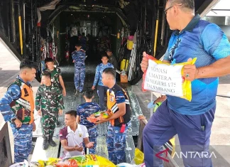 Lanud SMH Kirim 64,6 Ton Logistik ke Lokasi Bencana di Sumatera-Aceh