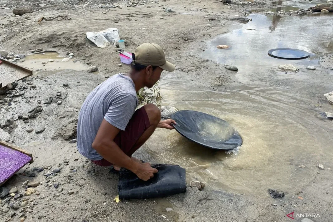 Kebun rusak, warga Aceh Tenggara mendulang emas di sungai pascabanjir