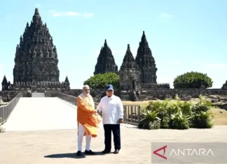 Di Candi Prambanan, Prabowo dan Modi Teken Kerja Sama Konservasi